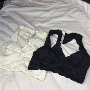 Elegant Lace Bralette Set - Black and Cream